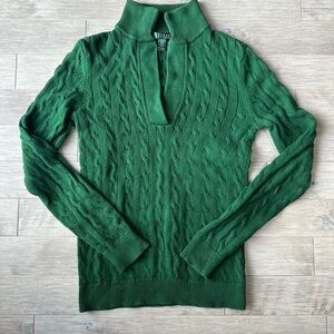 Lauren Ralph Lauren Forest Green Cowl Neck Sweater Medium